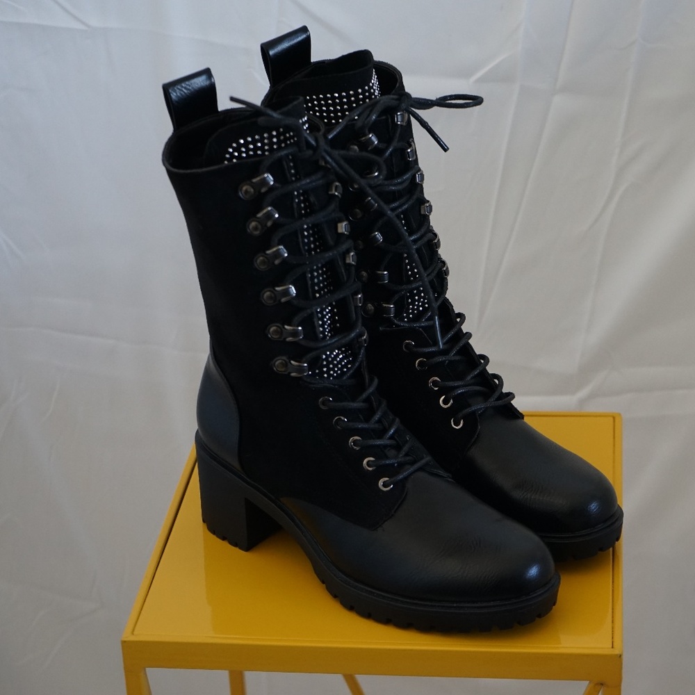 Olivia Miller Black Boots with Rhinestones